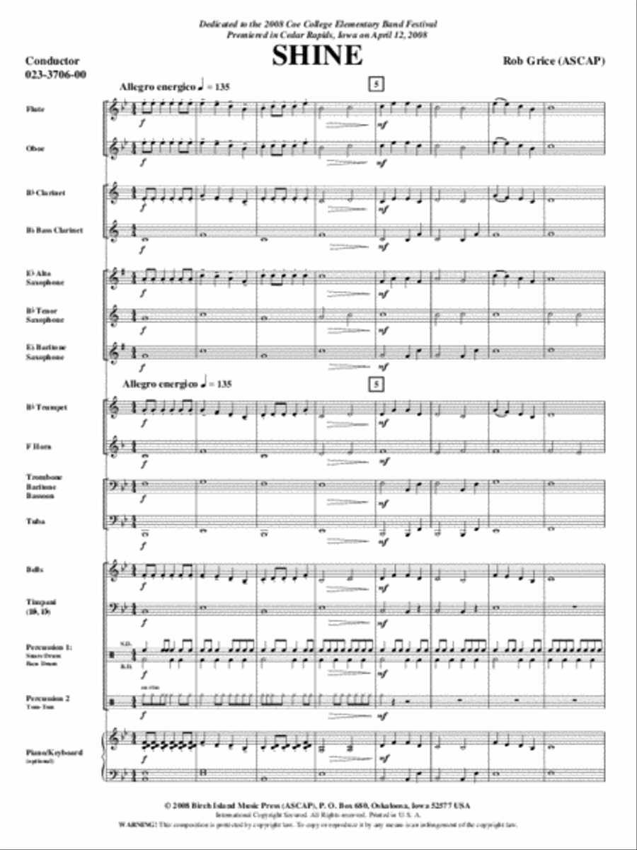 Shine Concert Band scores gallery preview page 2