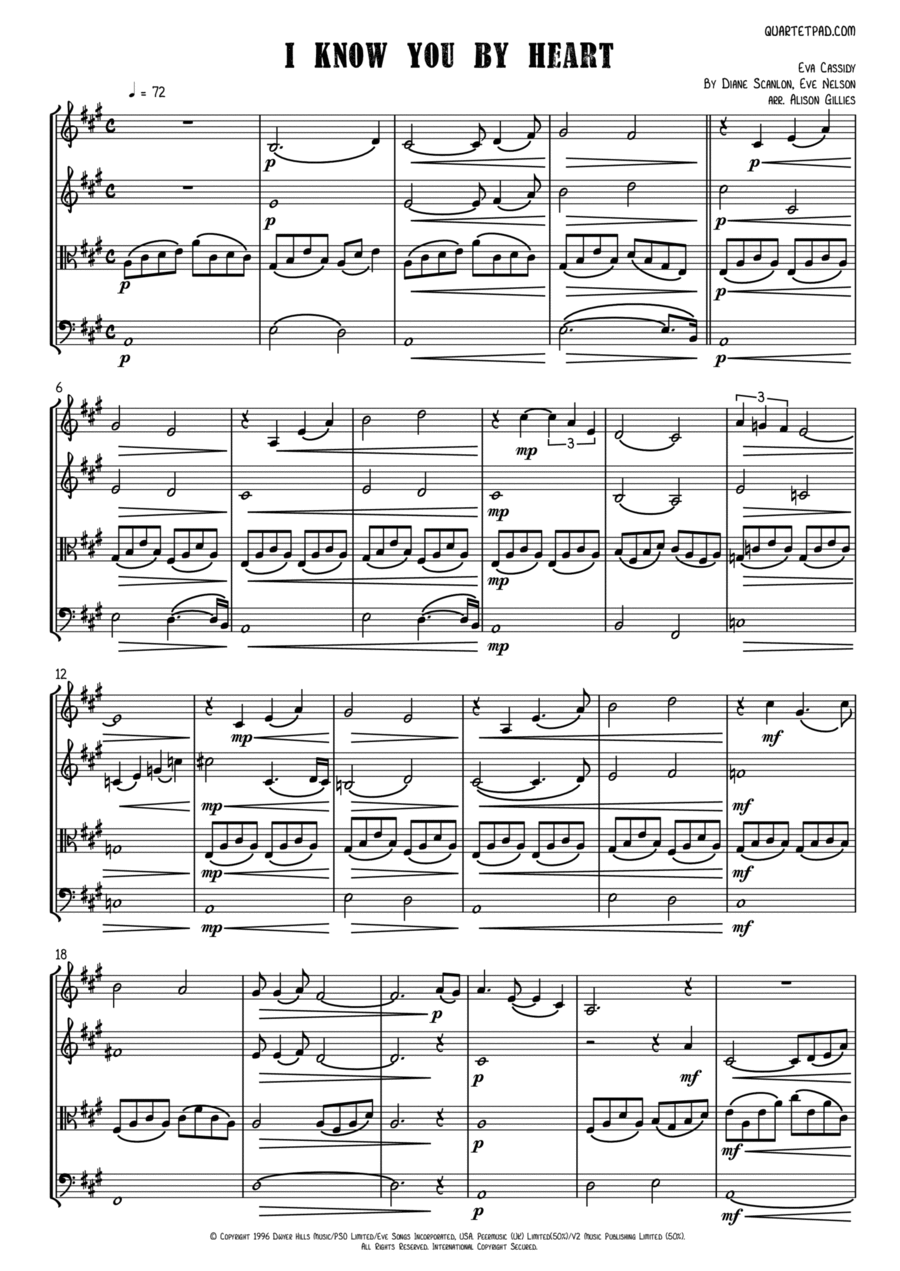 I Know You By Heart String Quartet scores gallery preview page 1