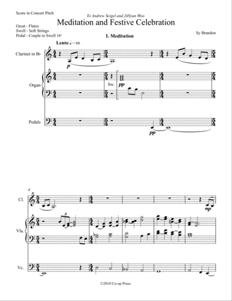 Meditation and Festive Celebration for Clarinet and Organ Woodwind Duet scores gallery preview page 1