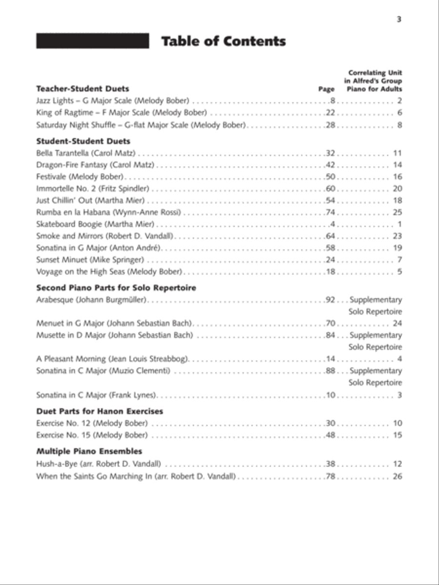 Alfred's Group Piano for Adults -- Ensemble Music Piano Method scores gallery preview page 2