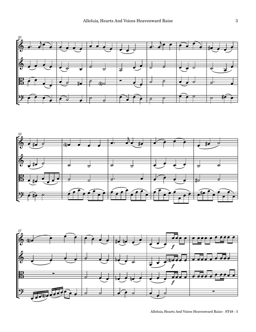Alleluia, Hearts And Voices Heavenward Raise String Quartet scores gallery preview page 6