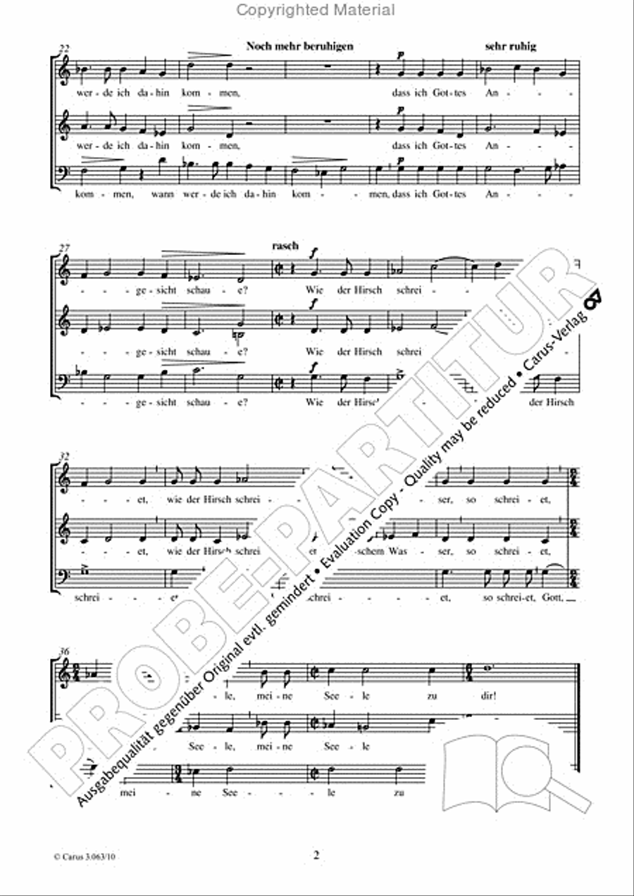 Wie der Hirsch schreiet Wie der Hirsch schreiet 3-Part scores gallery preview page 3