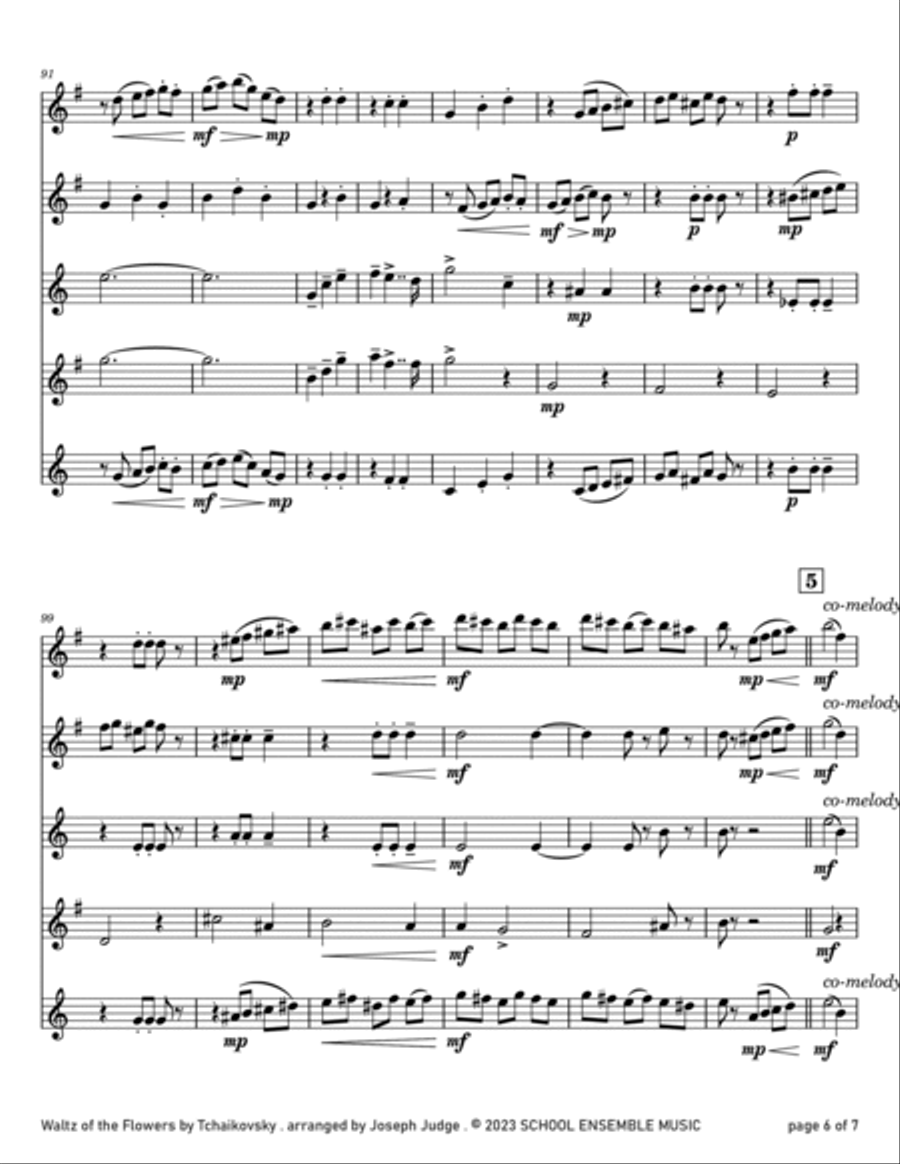 Waltz Of The Flowers by Tchaikovsky for Saxophone Quartet in Schools Saxophone Quartet scores gallery preview page 6
