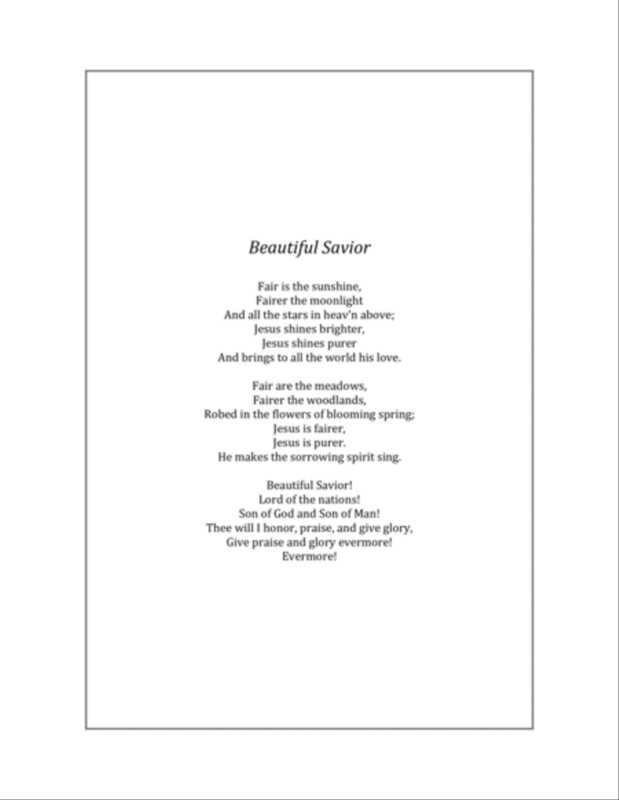Beautiful Savior (Fairest Lord Jesus), Harp Solo Harp scores gallery preview page 2