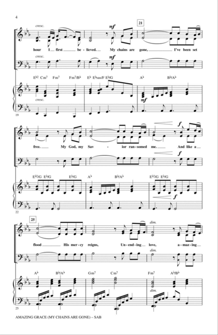 Amazing Grace (My Chains Are Gone) 3-Part scores gallery preview page 3