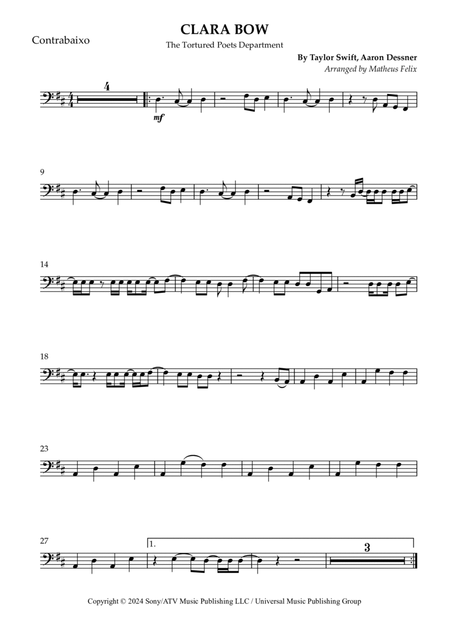 Clara Bow Clara Bow Double Bass scores gallery preview page 1