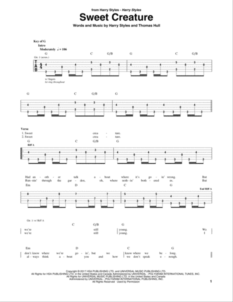 Sweet Creature Electric Guitar scores gallery preview page 1