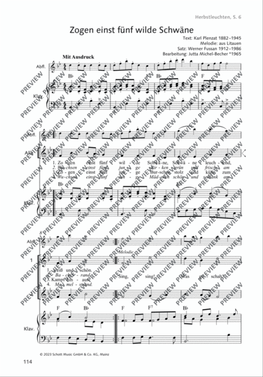 Zogen einst fünf wilde Schwäne 2-Part scores gallery preview page 2
