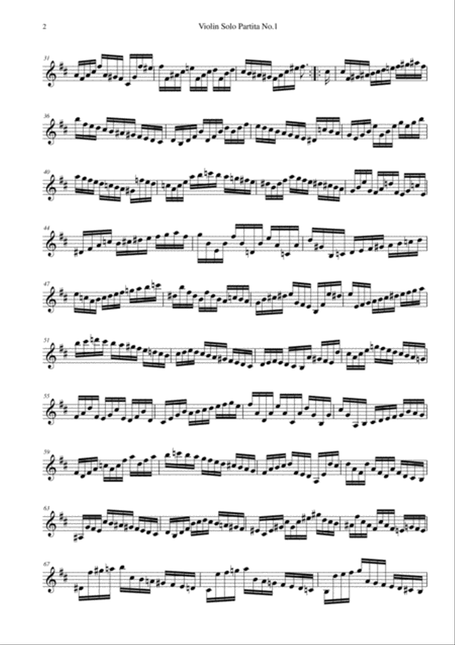 J. S. Bach : Violin Solo Partita No.1 Violin Solo scores gallery preview page 2
