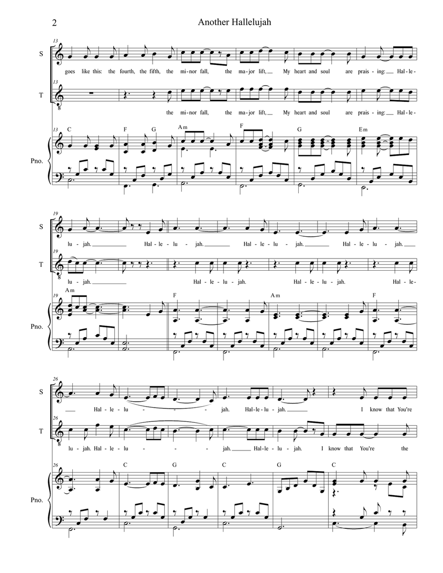 Another Hallelujah Tenor Voice scores gallery preview page 2