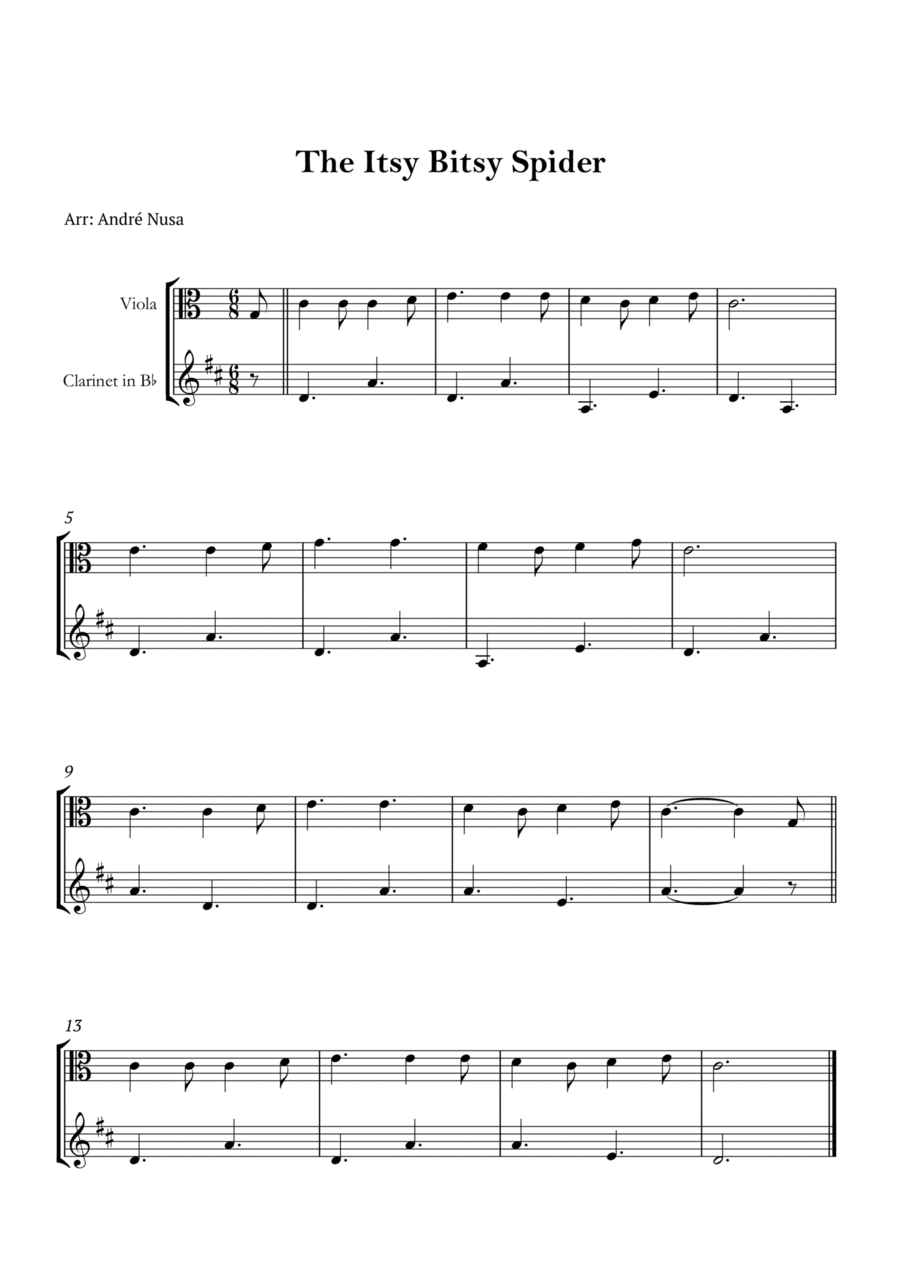 The Itsy Bitsy Spider B-Flat Clarinet scores gallery preview page 1