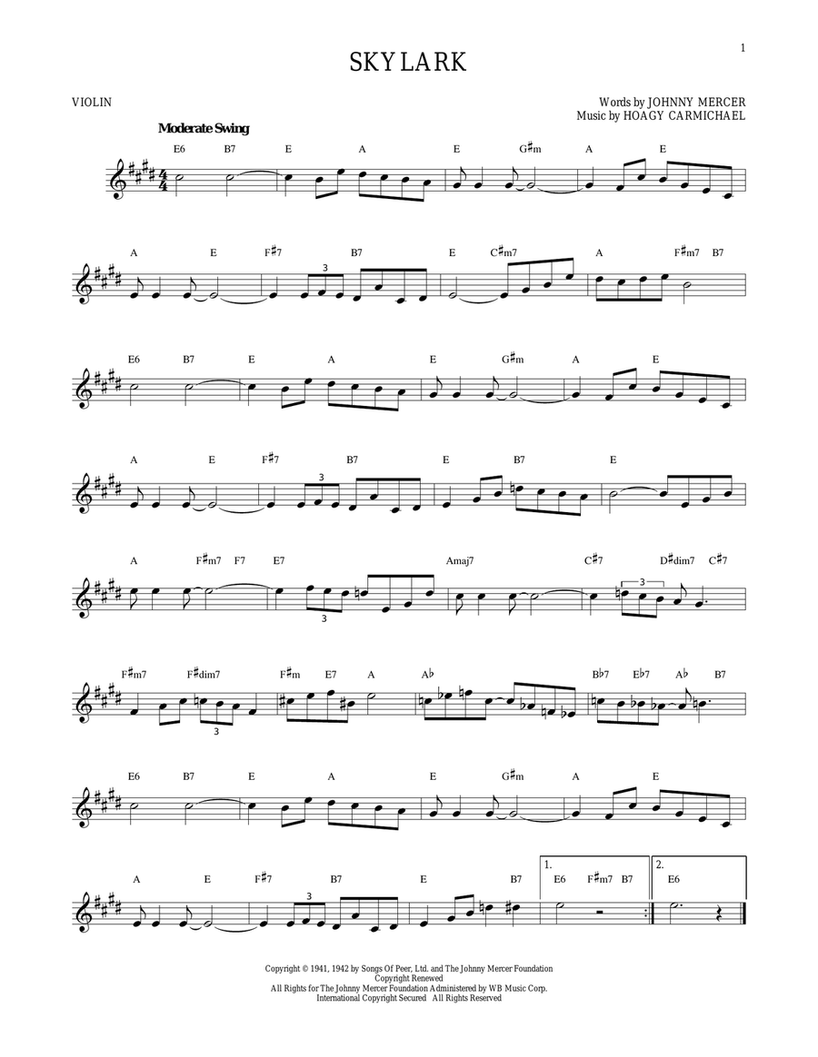 Skylark Violin Solo scores gallery preview page 1