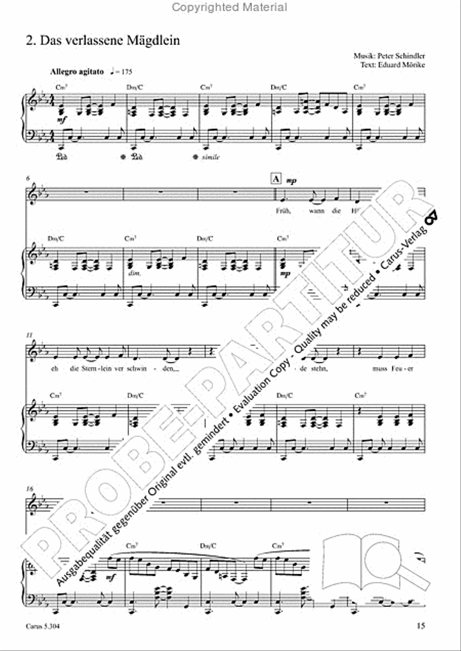 Schindler: Rosenzeit. Ein Liederzyklus uber die Liebe. Chansons fur Singstimme und Klavier Piano scores gallery preview page 16