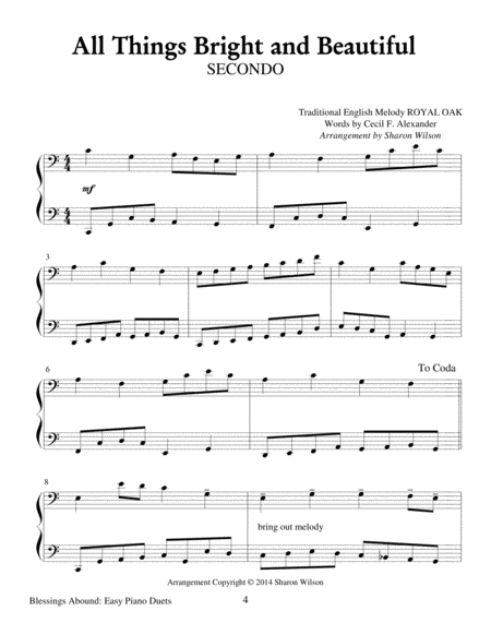 Blessings Abound (Easy Piano Duets for 1 Piano, 4 Hands) image number null