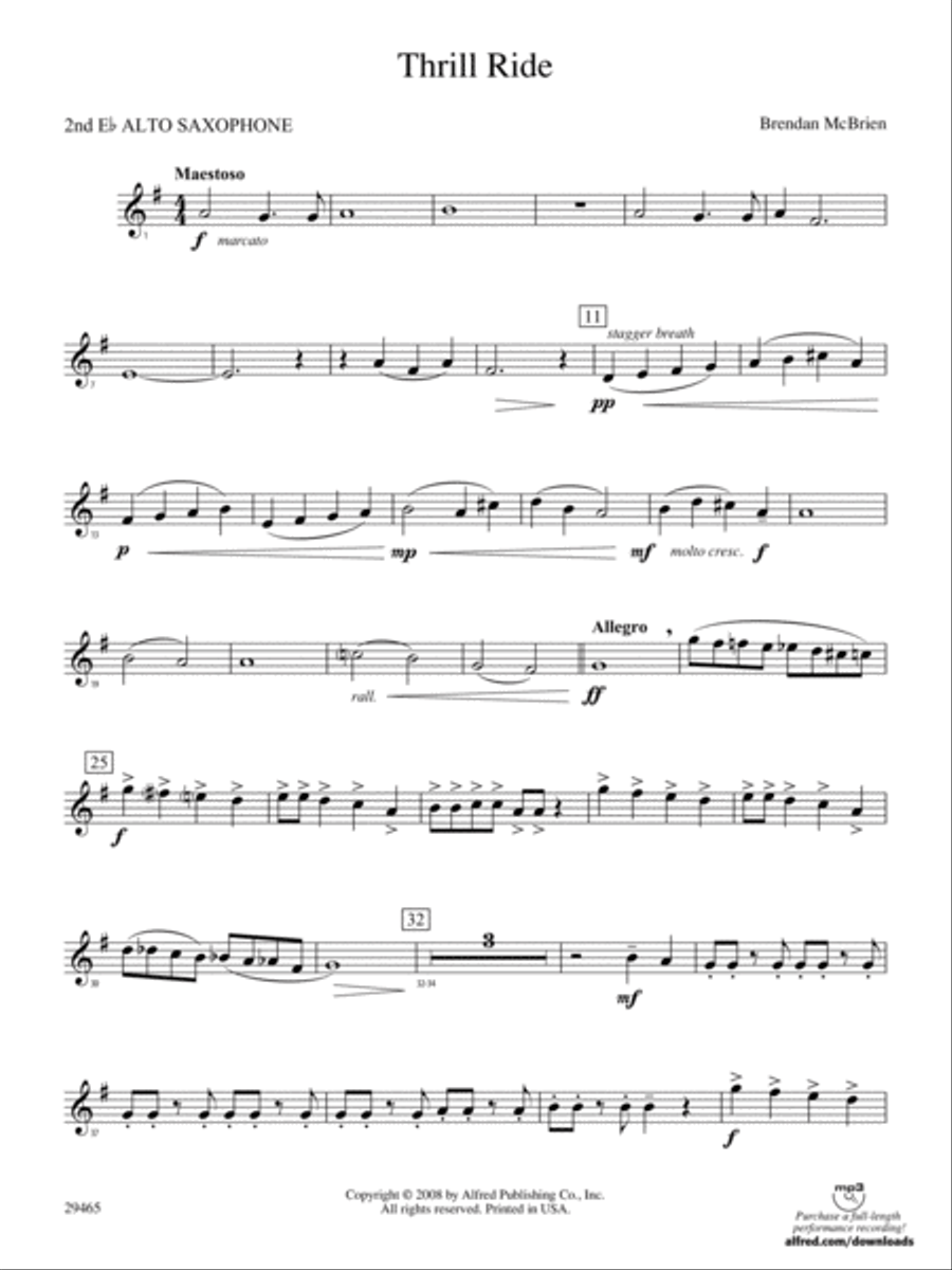 Thrill Ride: 2nd E-flat Alto Saxophone Concert Band scores gallery preview page 1