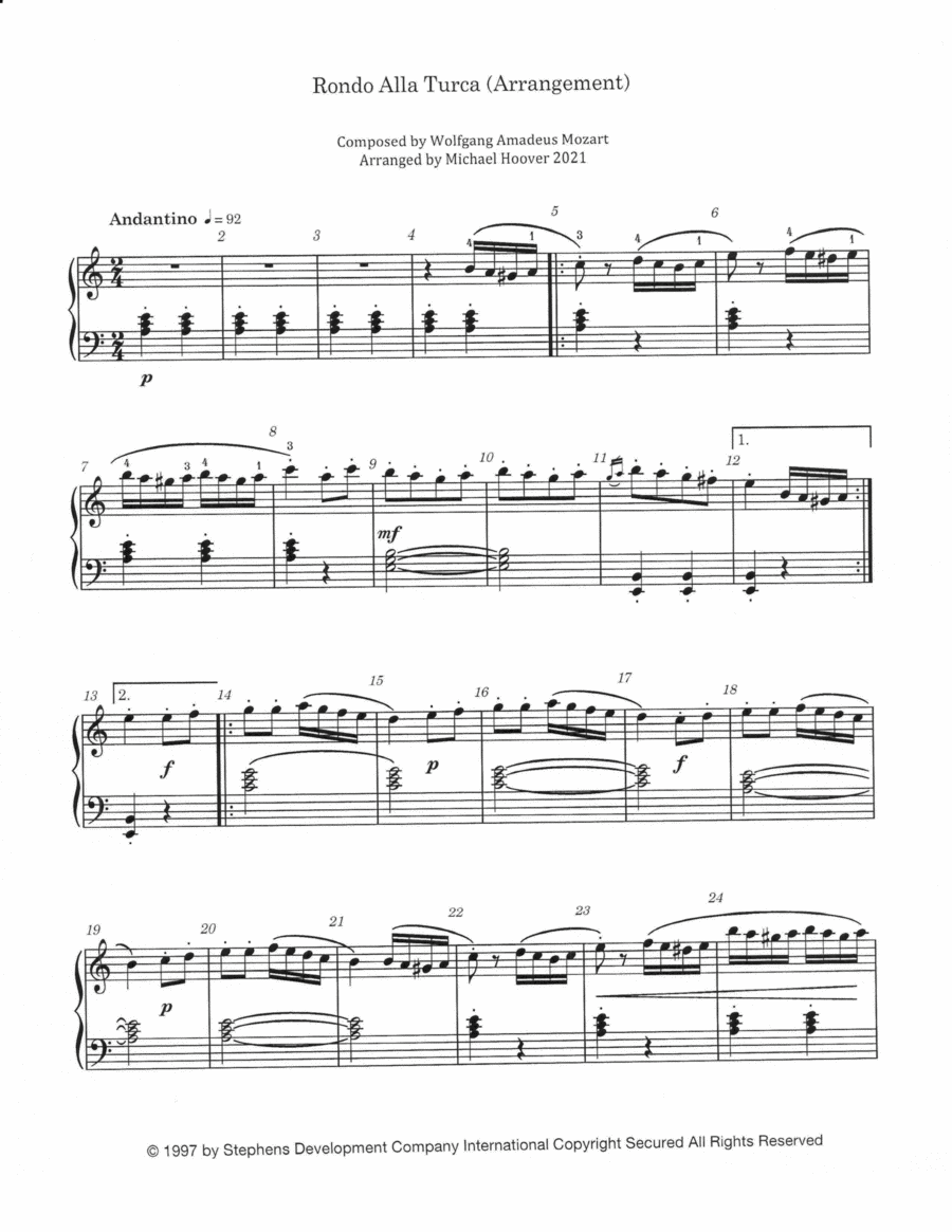 Rondo Alla Turca (finale) Piano Solo scores gallery preview page 1