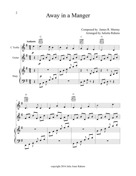 Christmas Lullabies for treble C instrument, guitar, and harp (or piano)