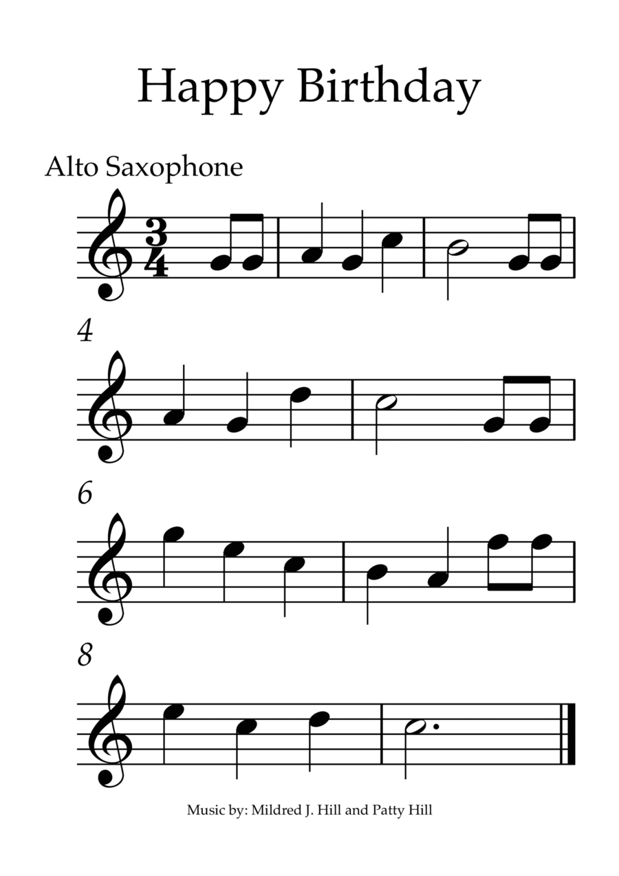 Happy Birthday - Alto Saxophone Happy Birthday - Alto Saxophone Alto Saxophone scores gallery preview page 1