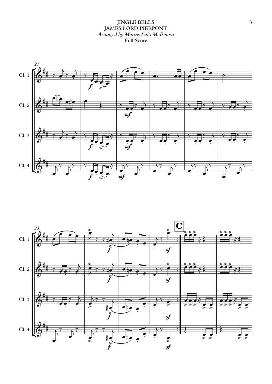 Christmas Song Collection (for Clarinet Quartet) - BOOK ONE Clarinet Quartet scores gallery preview page 5