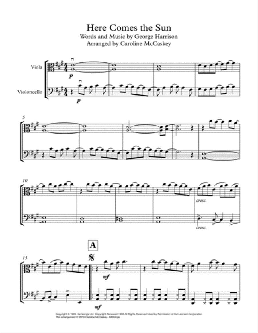 Here Comes The Sun Here Comes The Sun String Duet scores gallery preview page 2