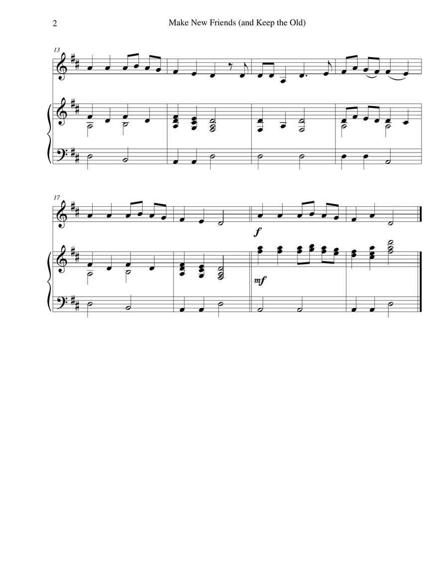 Make New Friends (and Keep the Old) - for beginning violin with optional piano Violin Solo scores gallery preview page 2