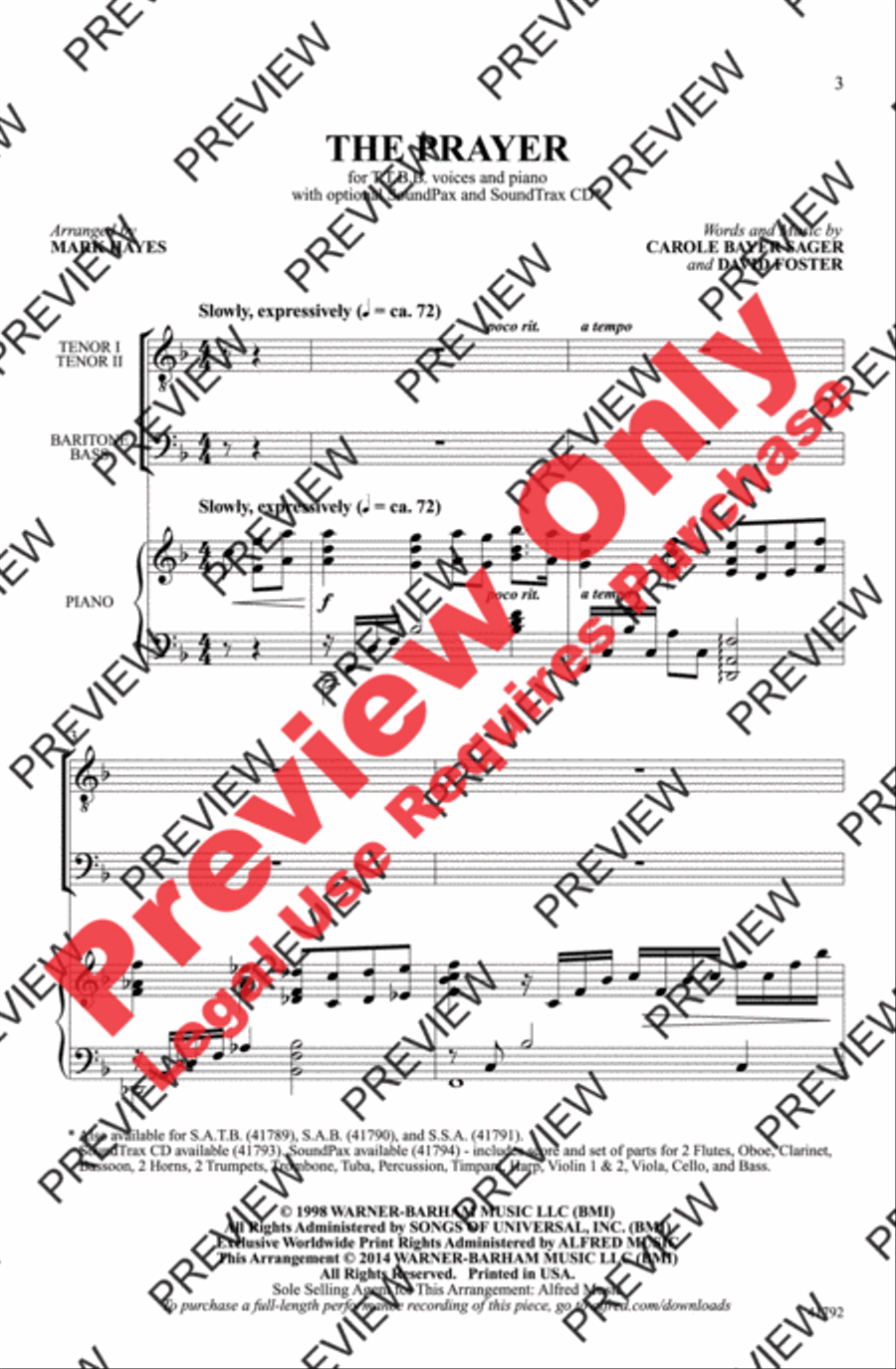 The Prayer The Prayer Men's Choir scores gallery preview page 3