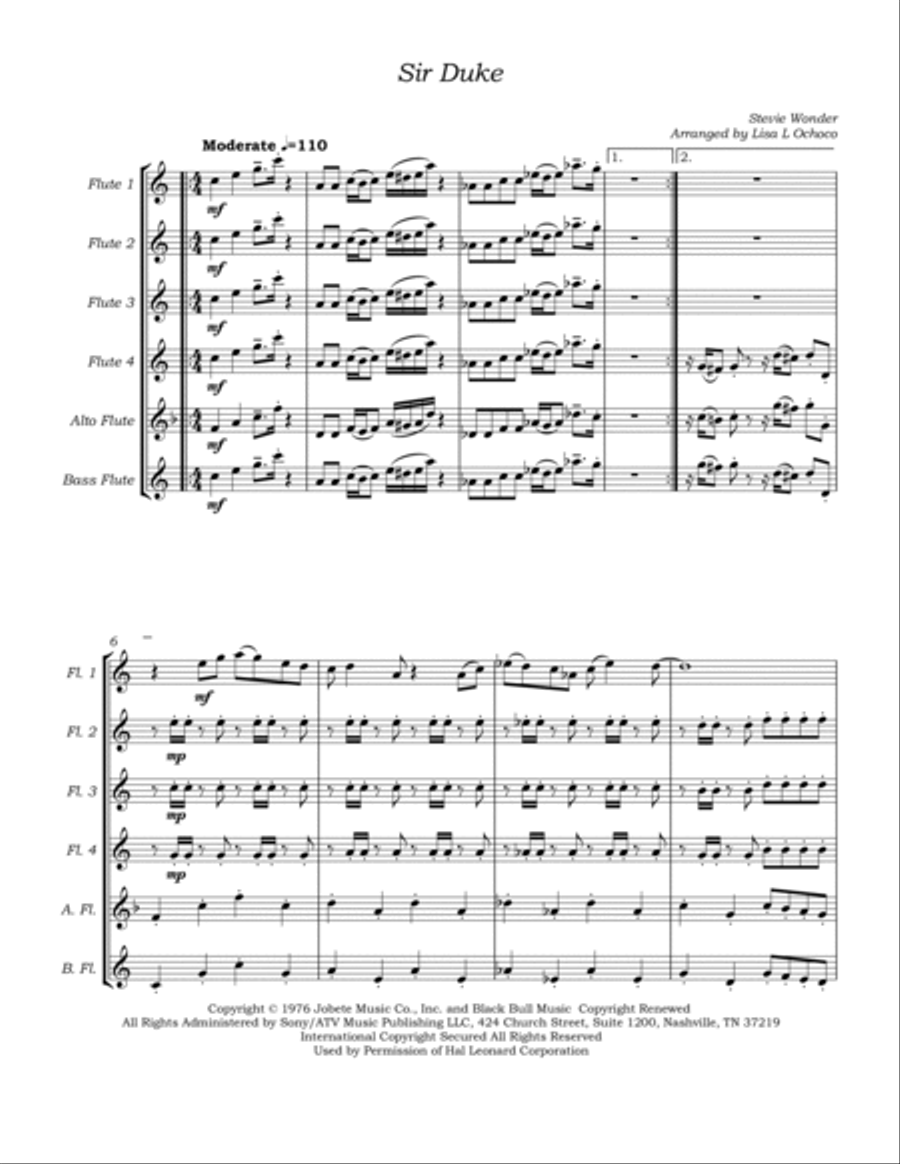 Sir Duke Sir Duke Flute Choir scores gallery preview page 5