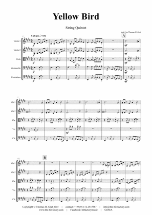 Yellow Bird - Haitian Folk Song - Calypso - String Quintet - Arrangement: Thomas H. Graf