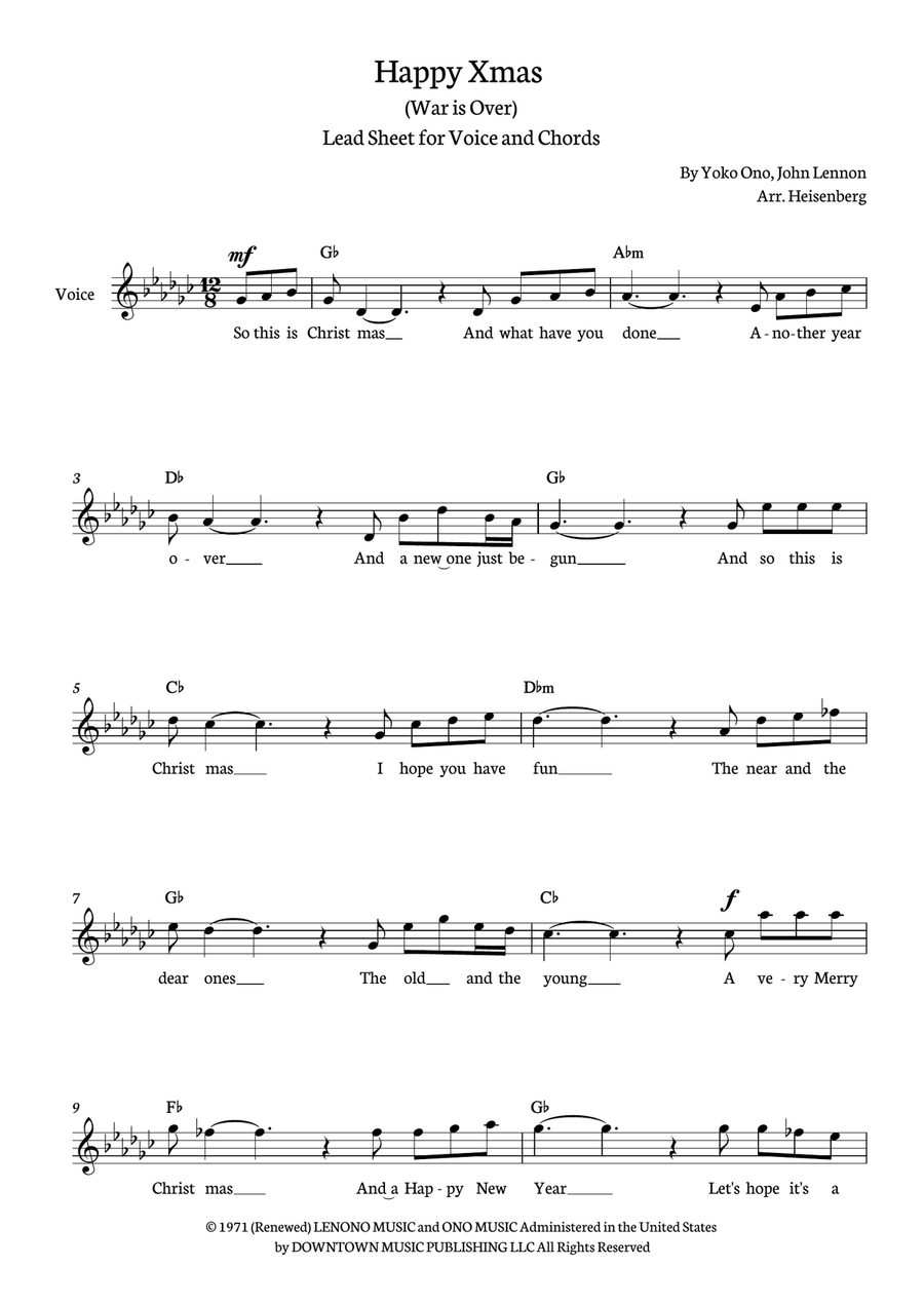 Happy Xmas (war Is Over) Electric Guitar scores gallery preview page 1