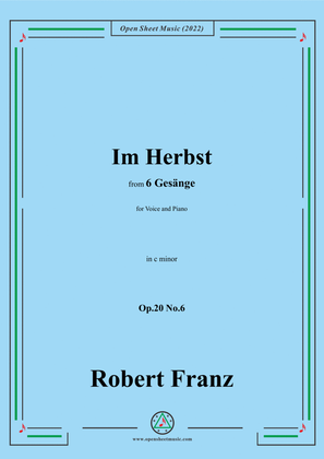 Book cover for Franz-Im Herbst,in c minor,Op.20 No.6,for Voice and Piano