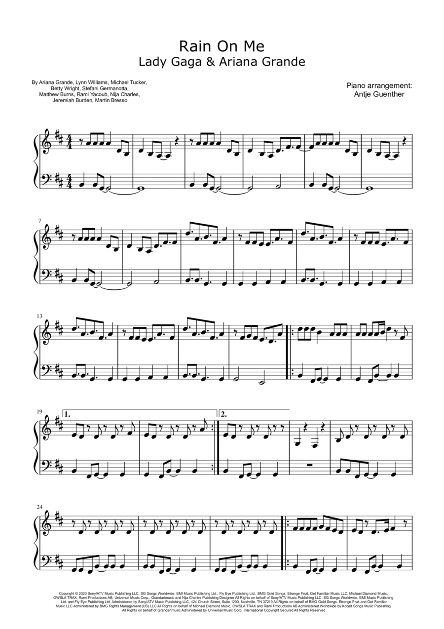Rain On Me Rain On Me Easy Piano scores gallery preview page 1