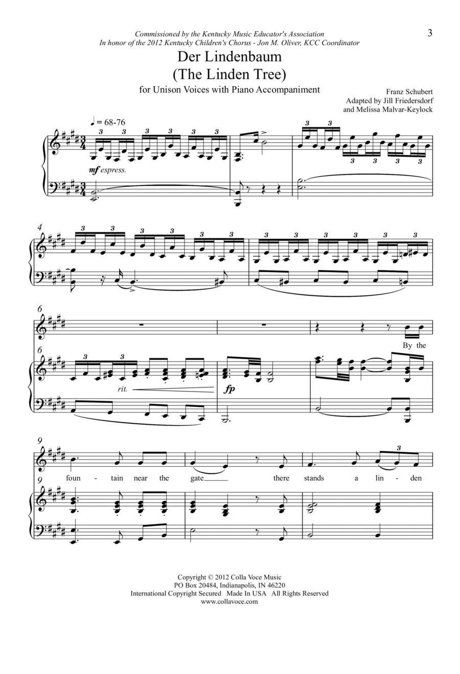 Der Lindenbaum Unison Choir scores gallery preview page 1