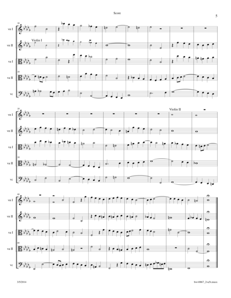 Bach: Prelude and Fugue BWV 867 transcribed for 2 Violas String Quintet image number null