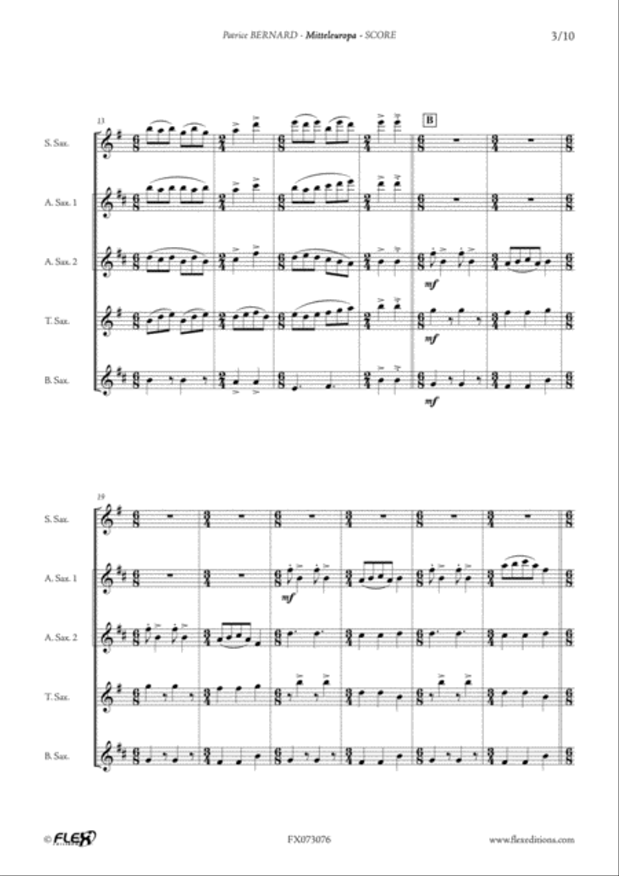 Mitteleuropa Tenor Saxophone scores gallery preview page 3