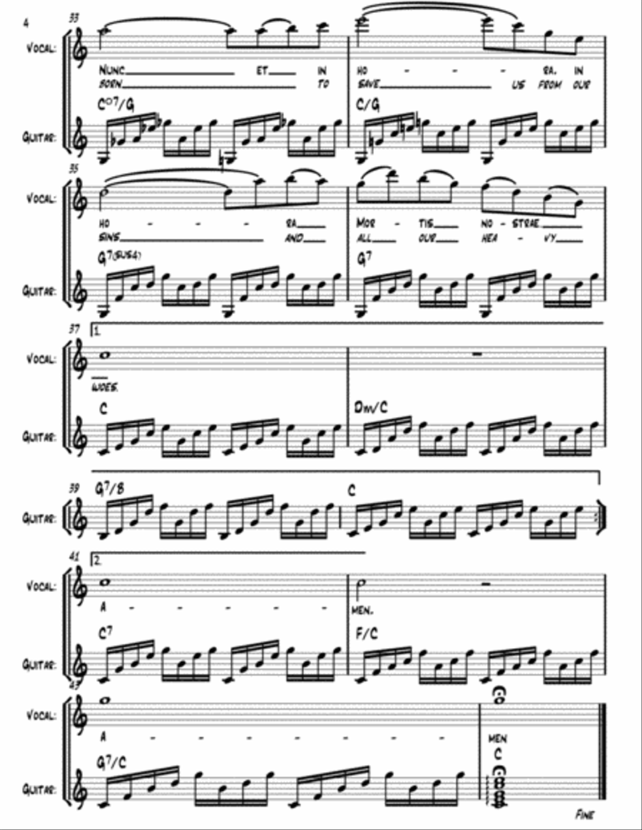 Ave Maria (Bach/Gounod) - arranged for duo (vocal/guitar, violin/guitar, flute/guitar) + lead sheet Large Ensemble scores gallery preview page 5