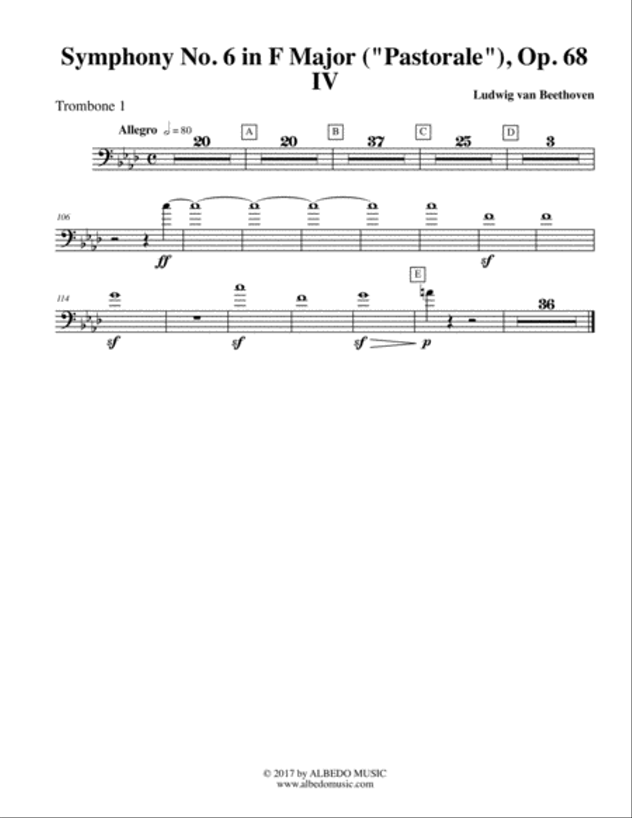 Beethoven Symphony No. 6 Pastorale Movement IV Trombone in