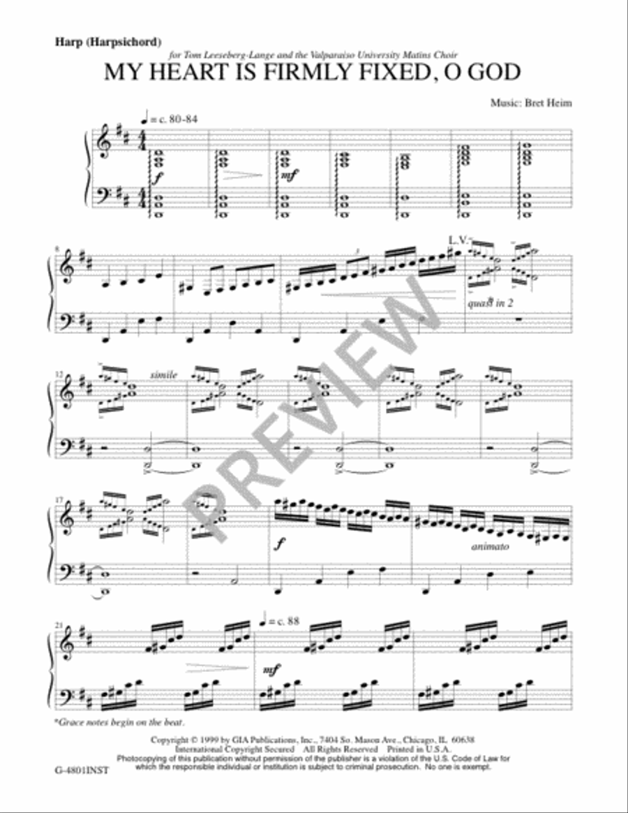 My Heart Is Firmly Fixed, O God - Instrument edition Harp scores gallery preview page 2