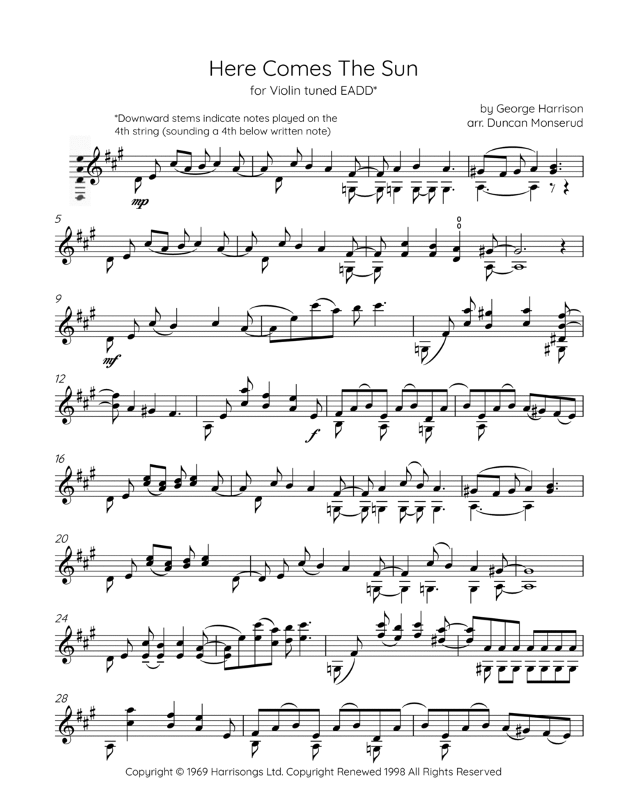 Here Comes The Sun Violin Solo scores gallery preview page 1