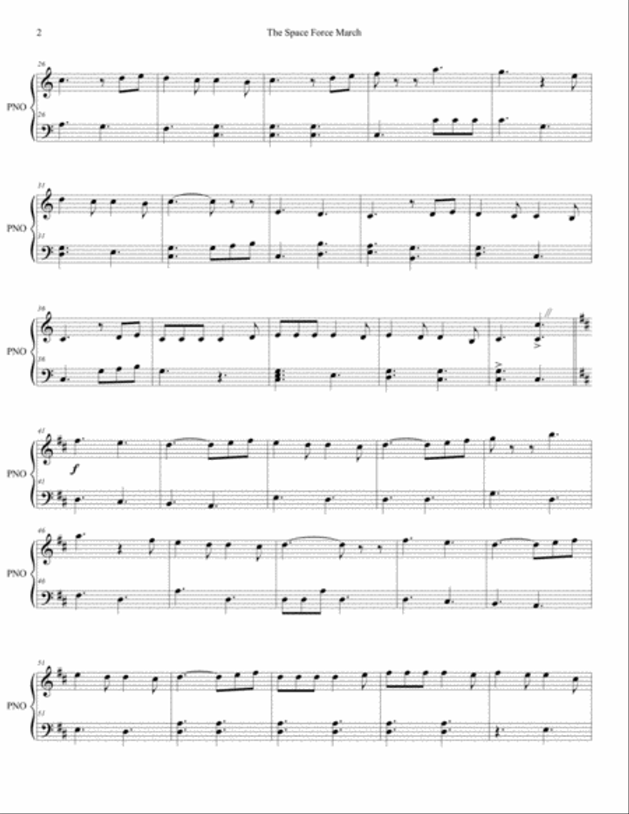 The Space Force March for Piano Piano Solo scores gallery preview page 2