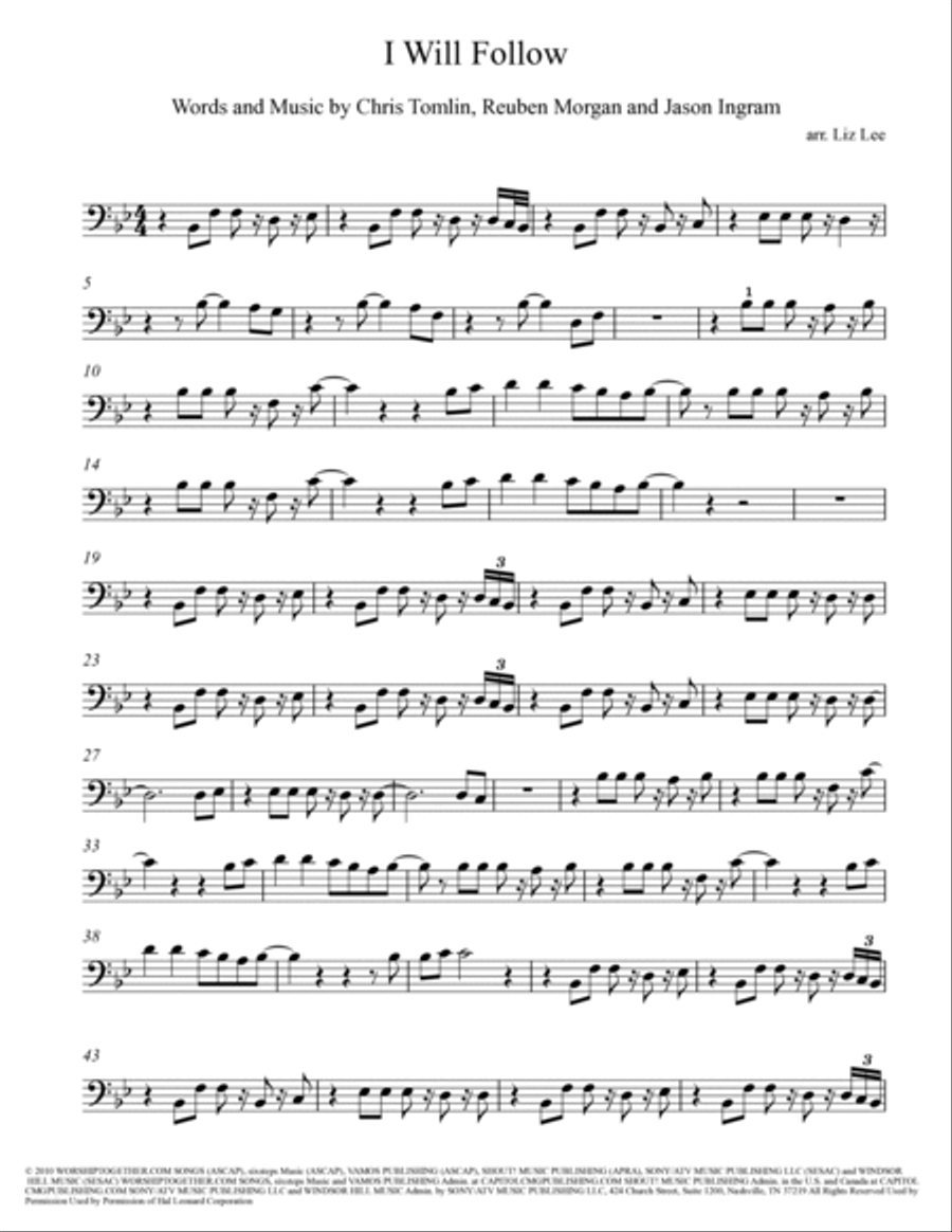 I Will Follow Cello Solo scores gallery preview page 2