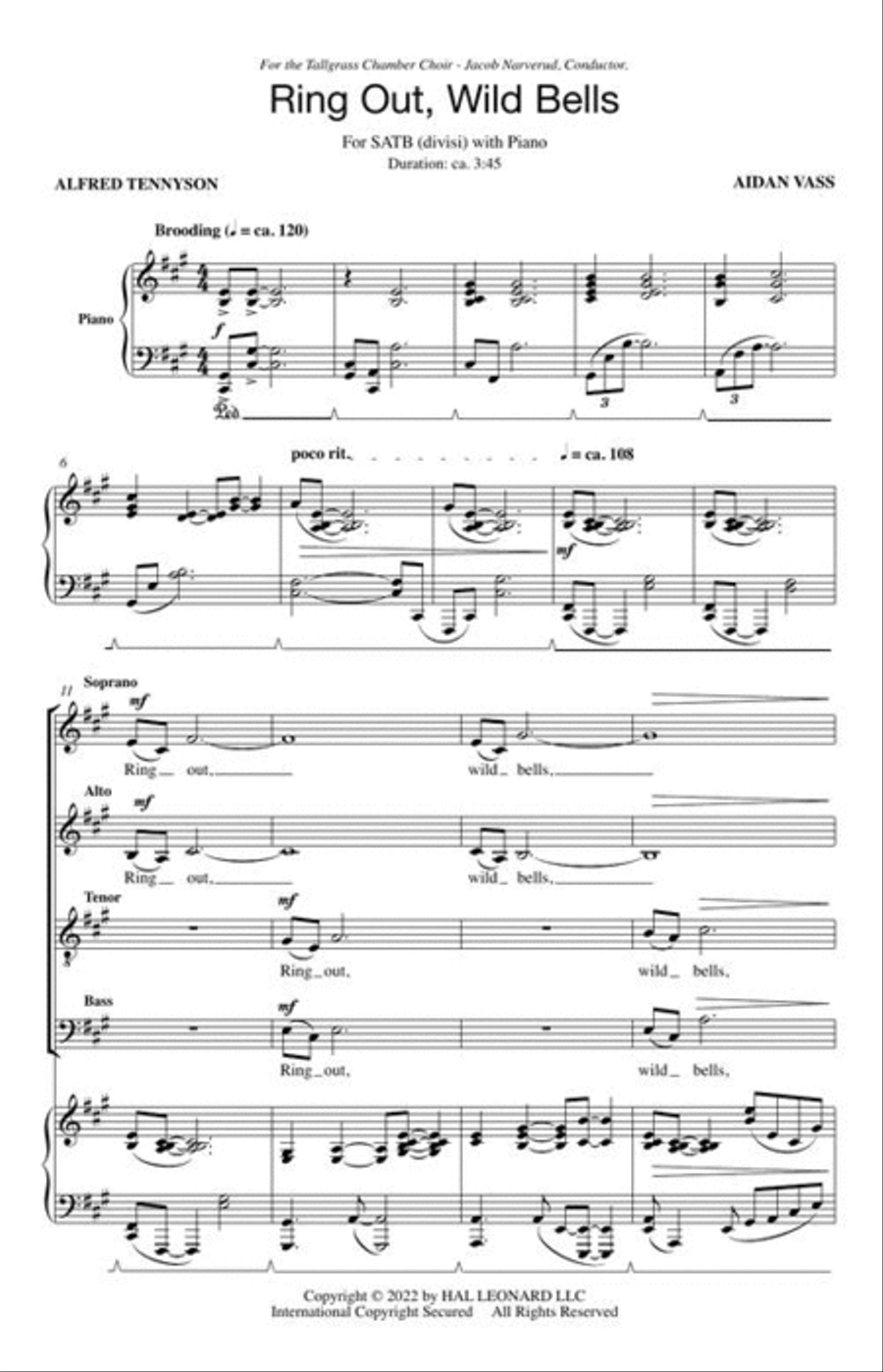 Ring Out, Wild Bells 4-Part scores gallery preview page 4