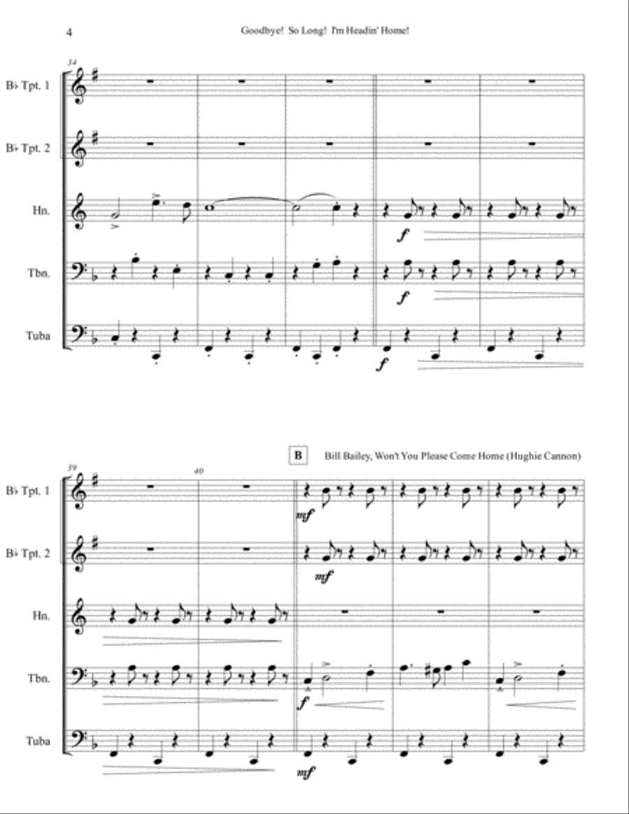 Goodbye! So Long! I'm Headin' Home!: A Medley Brass Ensemble scores gallery preview page 5