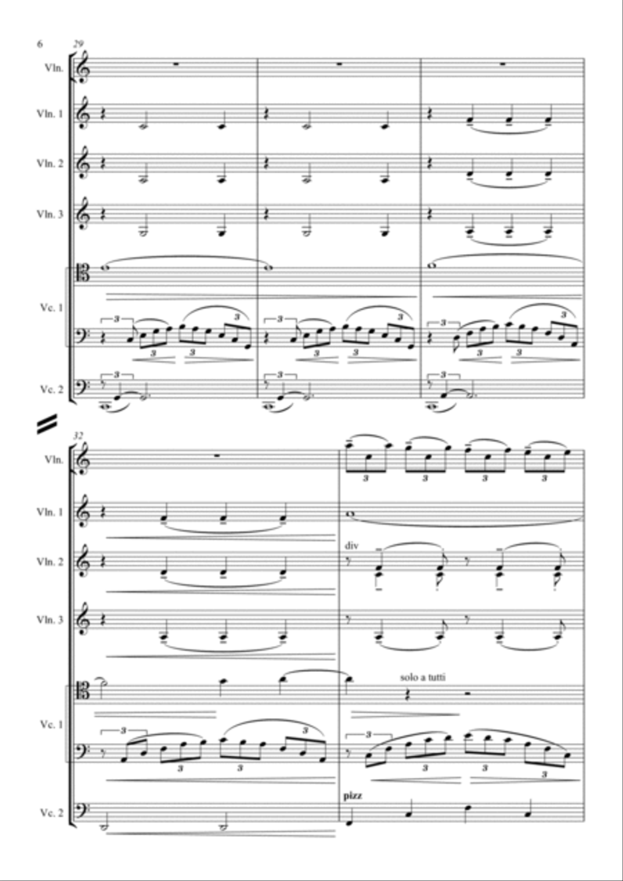 Larghetto, for Solo Violin and Strings (School Arrangement) Chamber Music scores gallery preview page 6
