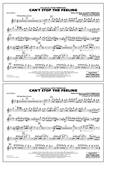 Can't Stop the Feeling (from Trolls) - Flute/Piccolo