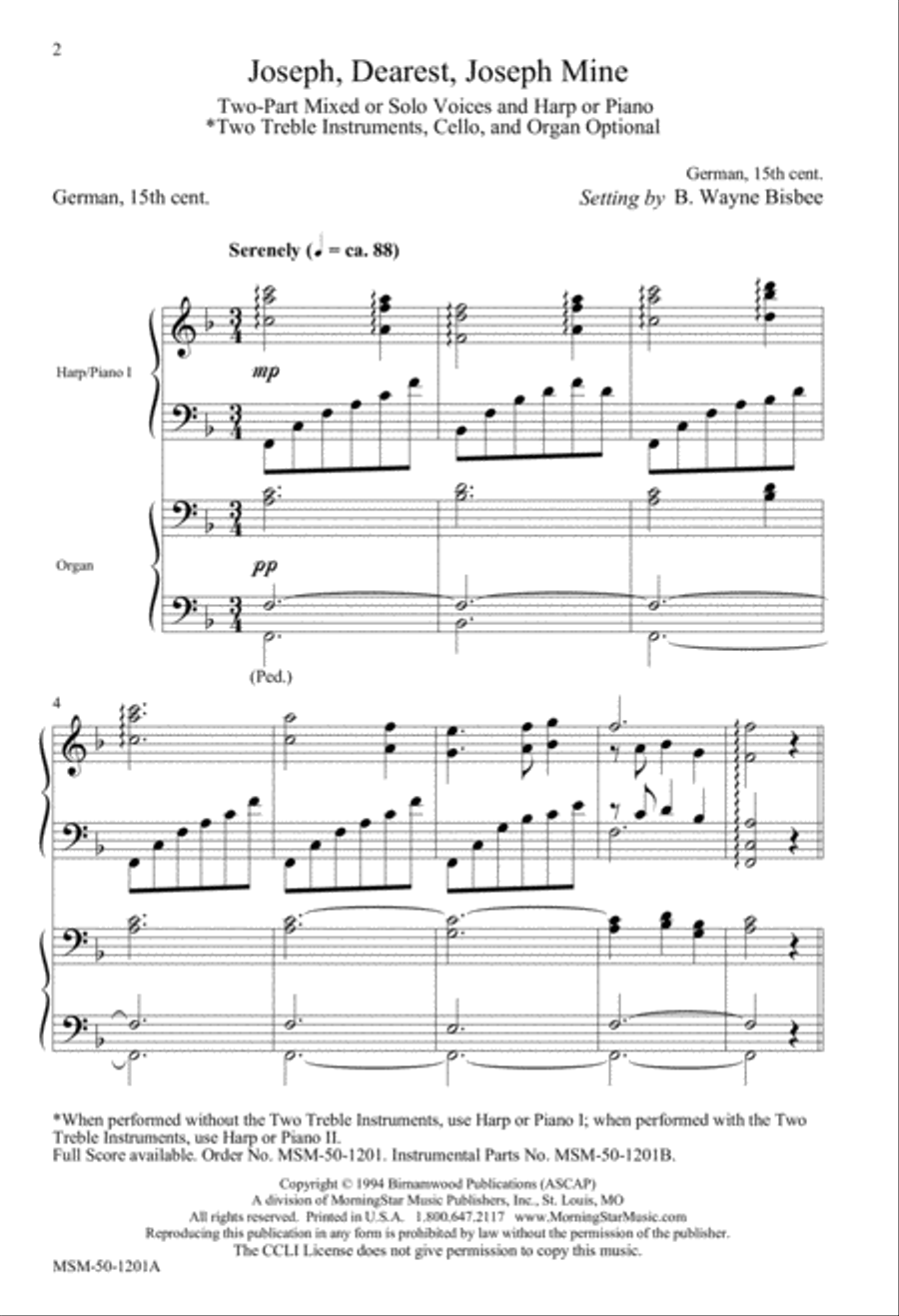 Joseph, Dearest, Joseph Mine 2-Part scores gallery preview page 2