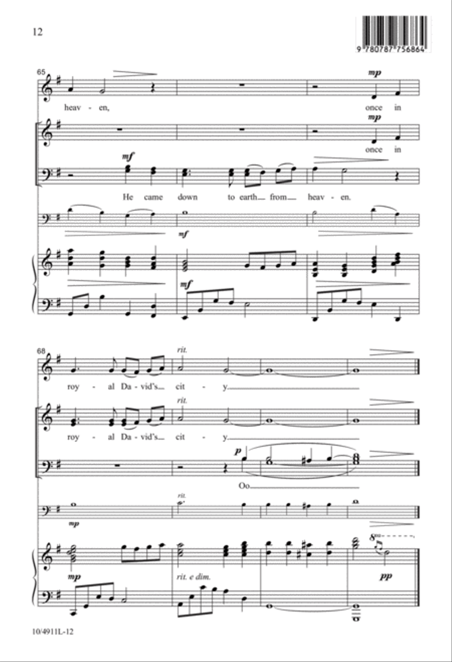 Once in Royal Bethlehem 4-Part scores gallery preview page 12