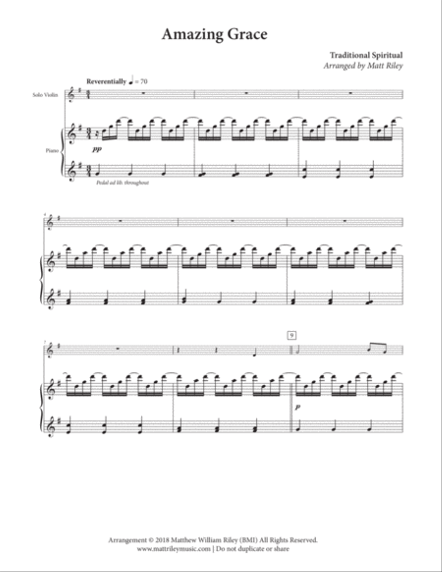 Amazing Grace - Violin and Piano Duet Violin Solo scores gallery preview page 6