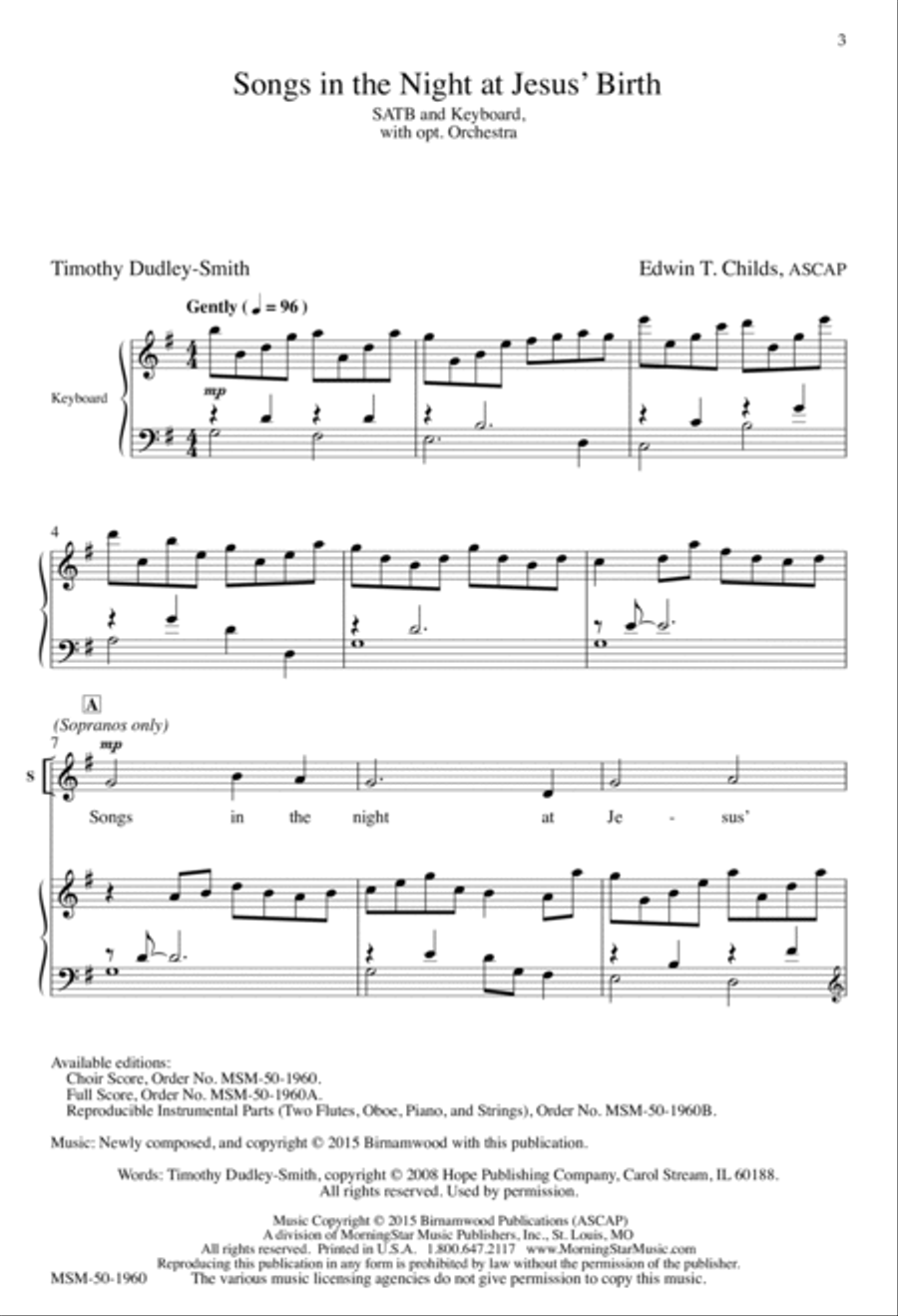 Songs in the Night at Jesus' Birth 4-Part scores gallery preview page 2