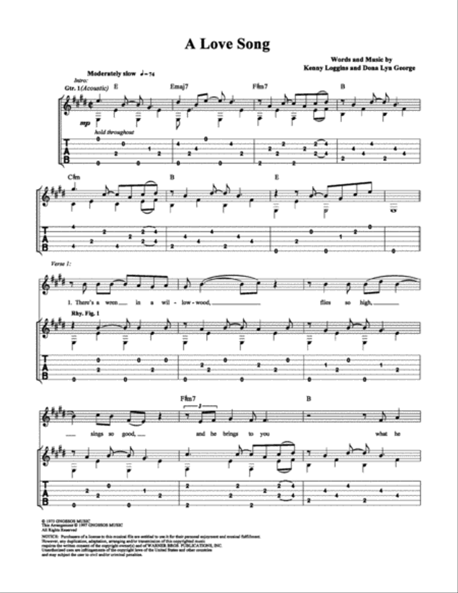 A Love Song Electric Guitar scores gallery preview page 1