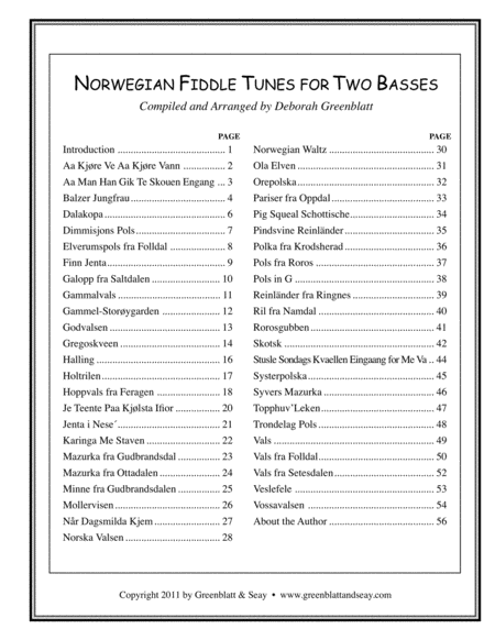 Norwegian Fiddle Tunes for Two Basses